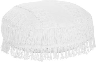 Beliani Beliani - Puf Boho De Algod&oacute;n Redondo Mullido 50 Cm Di&aacute;metro Blanco Oulad