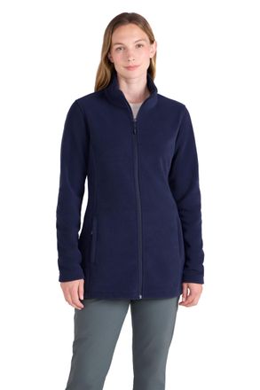 Mountain Warehouse Hythe Womens Long Line Fleece - Full-Length Zip Jumper with Cinched Back Waist & Front Pockets -Spring Walking, Hiking & Outdoors Navy Womens Size 12