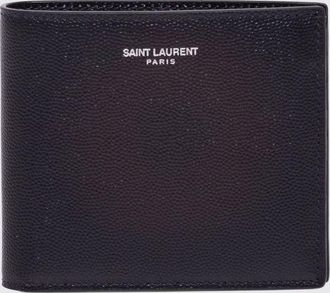 Saint Laurent Portafoglio bifold in pelle grain de poudre con otto slot
