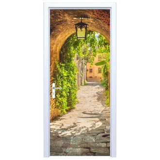 OEM Adhesivo De Tela Para Puerta, Calle Antigua Con Plantas 531pd