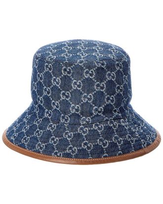 Gucci Gg Denim & Leather Bucket Hat