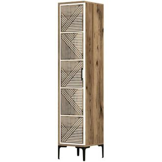 Dmora Armadio multiuso 1 anta Mekbuda, Mobile multifunzionale, Mobiletto scarpiera, Guardaroba porta scarpe, 40x201h48 cm, Noce e Antracite, con imballo