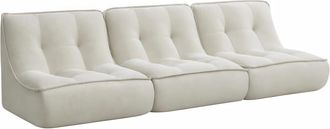Oviala Conjunto de 3 sillones de tela, 240 x 90 x 70 cm, color crudo