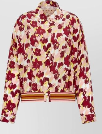 Marni long sleeve shirt floral print striped hem