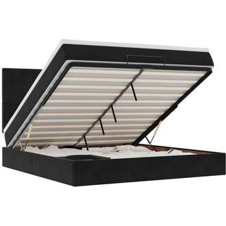 vidaXL Vidaxl - Estructura De Cama Otomana Colchones Terciopelo Negra 180x200cm