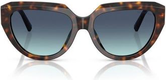 Tiffany & Co. 55mm Pillow Sunglasses in Havana /Azure Gradient Blue at Nordstrom