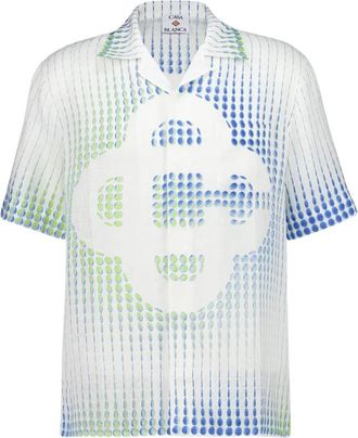 Casablanca Dots Korte Mouw Linnen Shirt - Heren - Korte mouwen Overhemden - Veelkleurig - S - Linnen - Overhemden
