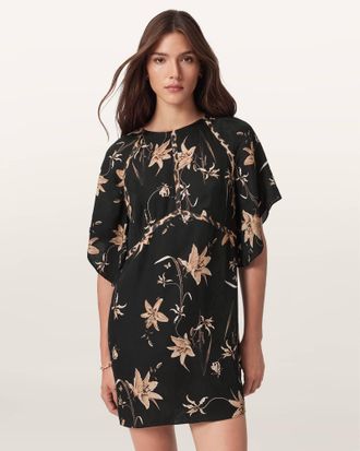 AllSaints Lyocell Xena Floral Print Mini Dress, Size: UK 16/US 12