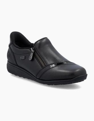 Rieker Womens Rieker Shoes 47264-00 black extra wide slip on waterproof shoe - Size: 8