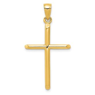 Diamond2Deal 10k Gold Tubular Cross Pendant