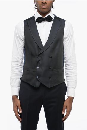 Corneliani CC COLLECTION Double-Breasted Jacquard Waistcoat size 54