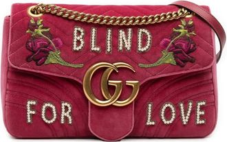 Gucci Borsa a spalla Blind For Love GG Marmont grande in velluto matelass&eacute; con ricamo 2016-2025 - Rosa