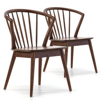 HOMN Pack 2 sillas color nogal, madera maciza, 55 x 58,5 x 84 cm