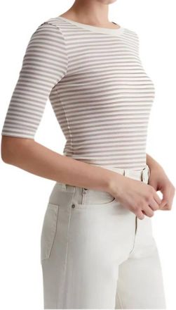 AG - Adriano Goldschmied Diana Crew Neck Top In White/desert