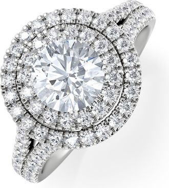 The Diamond Store Camilla GIA Diamond Halo Engagement Ring in Platinum 1.85ct G/SI1