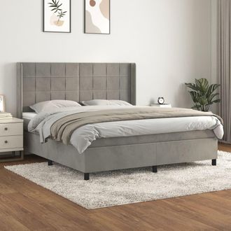 vidaXL Vidaxl - Cama Box Spring Con Colch&oacute;n Terciopelo Gris Claro 160x200 Cm