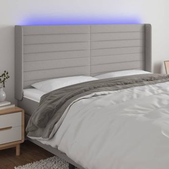vidaXL Cabecero Con Led De Tela Gris Claro 163x16x118/128 Cm Vidaxl