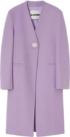 Jil Sander V-neck single-breasted coat - women - Cashmere - 32 - Purple