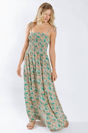 Raga Ujala Smocked Maxi Dress In Teal