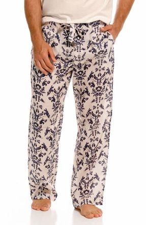The Lazy Poet Drew Tapestry Blue Linen Pajama Pants in White at Nordstrom, Size Xx-Large