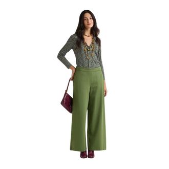 Maliparmi Wide Trousers, female, Green, Size: XS Milano Stitching Trousers