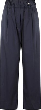 Myths Straight Trousers, female, Blue, Size: XS Dark Blue Cotton Straight Leg Pants