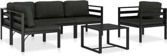 vidaXL Set Muebles De Jard&iacute;n 6 Pzas Y Cojines Aluminio Gris Antracita Vidaxl