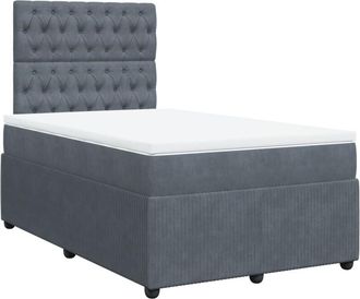 vidaXL Cama Box Spring Con Colch&oacute;n Terciopelo Gris Oscuro 120x200 Cm Vidaxl