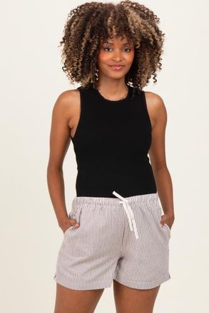 Pinkblush Striped Drawstring Shorts in Brown at Nordstrom, Size Medium