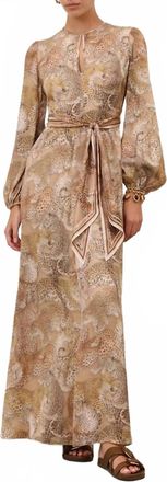 Zimmermann Rebellion Maxi Sheath Dress In Latte Leopard