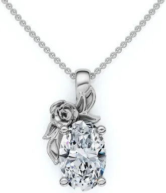 Pompeii3 1Ct Oval Diamond Pendant 14k Gold Lab Grown Necklace