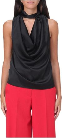 Pinko Zwarte Mouwloze Top Elegant en Veelzijdig - Dames - Tops zonder mouwen - Zwart - L - Tops