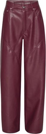 Rotate Mid Waist Piping Broek - Dames - Straight fit broeken - Rood - M - Broeken