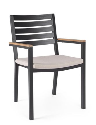 BIZZOTTO Silla de aluminio con reposabrazos efecto madera antracita