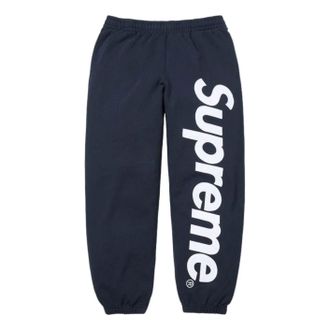 SUPREME SS26 Satin Appliqu&eacute; Sweatpants Navy SUP-SS26-193-NVY