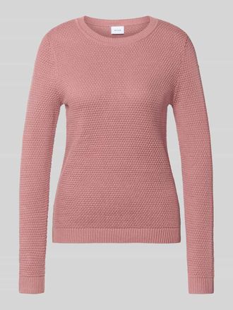 Vila Strickpullover mit Strukturmuster und Rundhalsausschnitt in Rose, Gr&ouml;&szlig;e XL