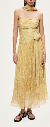 Nocturne Strapless Midi Dress in Yellow at Nordstrom, Size X-Large