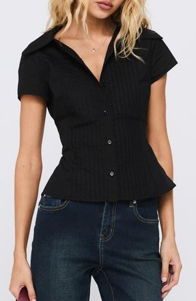 Princess Polly Akiyo Front Button Top in Black at Nordstrom, Size 2