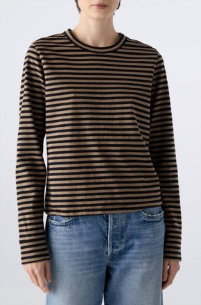 Amo Love Long Sleeve Tee In Sand/black Stripe