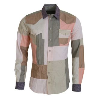 Dolce & Gabbana Casual Shirts, male, Multicolor, Size: XS Patchwork Slim Shirt