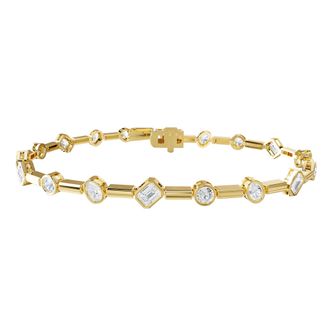 Diamond2Deal 18k Vermeil Plated Silver 2.8 ct Multi Shape Lab Grown Diamond Bangle Bracelet 7