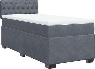 vidaXL Box Spring Bed with Mattress Dark Grey 80x200 cm Velvet Vidaxl