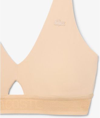 Lacoste Cutout Wireless Microfiber Bra in Biscuit at Nordstrom, Size Xx-Large