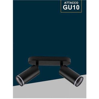 Trade Shop Trade Shop - Applique Plafoniera Orientabile Da Soffitto Parete 2 Diffusori Lampada Gu10 Ts-2 - Negro