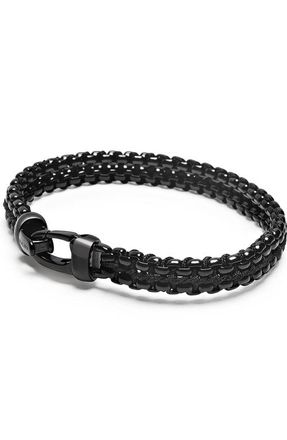 Nialaya Woven Box Chain Bracelet in Total Black at Nordstrom, Size X-Large