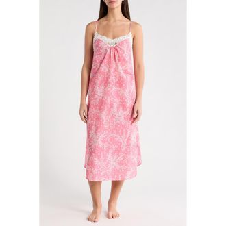 Papinelle Sleepwear Cheri Blossom Lace Trim Cotton Nightgown in Pink Lemonade at Nordstrom, Size X-Small