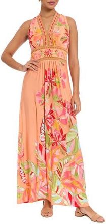 London Times V-Neck Maxi Dress in Orange/Coral at Nordstrom Rack, Size 10
