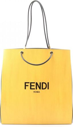 Fendi Black Yellow Leather Handbag Shopping Bag Tote Bag (Pre-Owned)