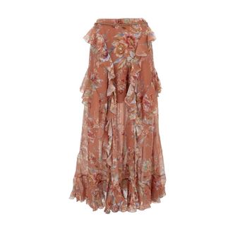 Zimmermann Maxi Skirts, female, Multicolor, 2XS, Awaken Ruffle Maxi Skirt