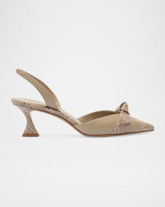 Alexandre Birman 60mm Clarita Mixed Leather Slingback Pumps